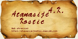 Atanasije Kostić vizit kartica